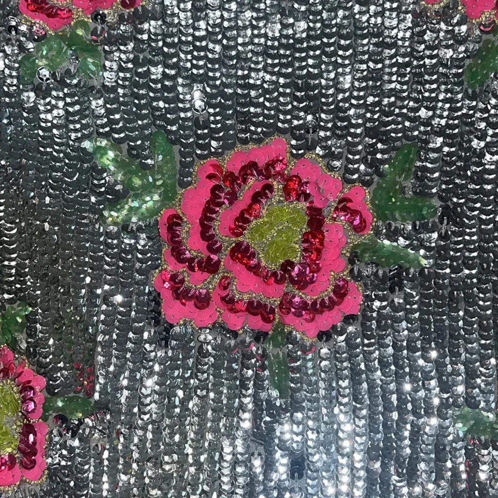 ASOS Edition blouson sleeve crop top in floral Sequin - Picture 3 of 10